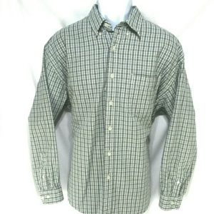Eddie Bauer Mens LS Green Plaid Lg Button Up Shirt